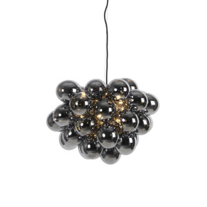 Dizajnová závesná lampa čierna s dymovým sklom 8-svetiel - Uvas