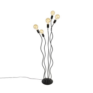 Dizajnová stojaca lampa čierna 5-svetlá - Wimme