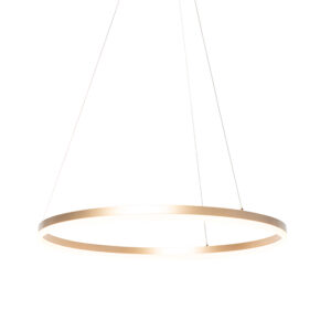 Dizajnové krúžkové závesné svietidlo zlaté 80 cm vrátane LED a stmievača - Anello
