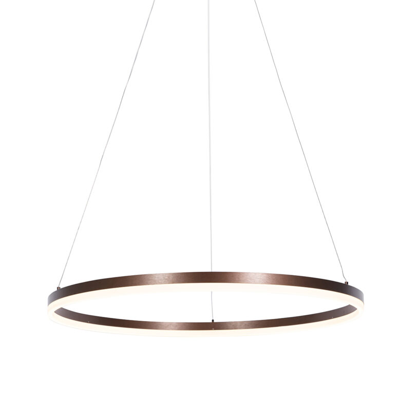 Design ring hanglamp brons 80 cm incl. LED en dimmer - Anello