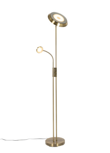 Bronzová stojaca lampa vrátane LED a stmievača s lampou na čítanie - Fez