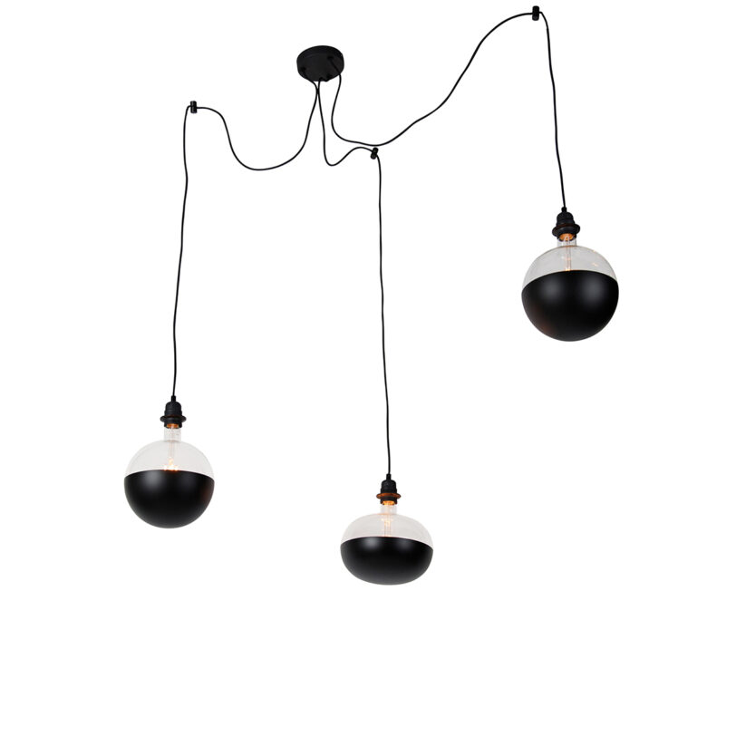 Závesná lampa čierna 3-svetlá vrátane zrkadla hlavy čierne stmievateľné - Cava Luxe