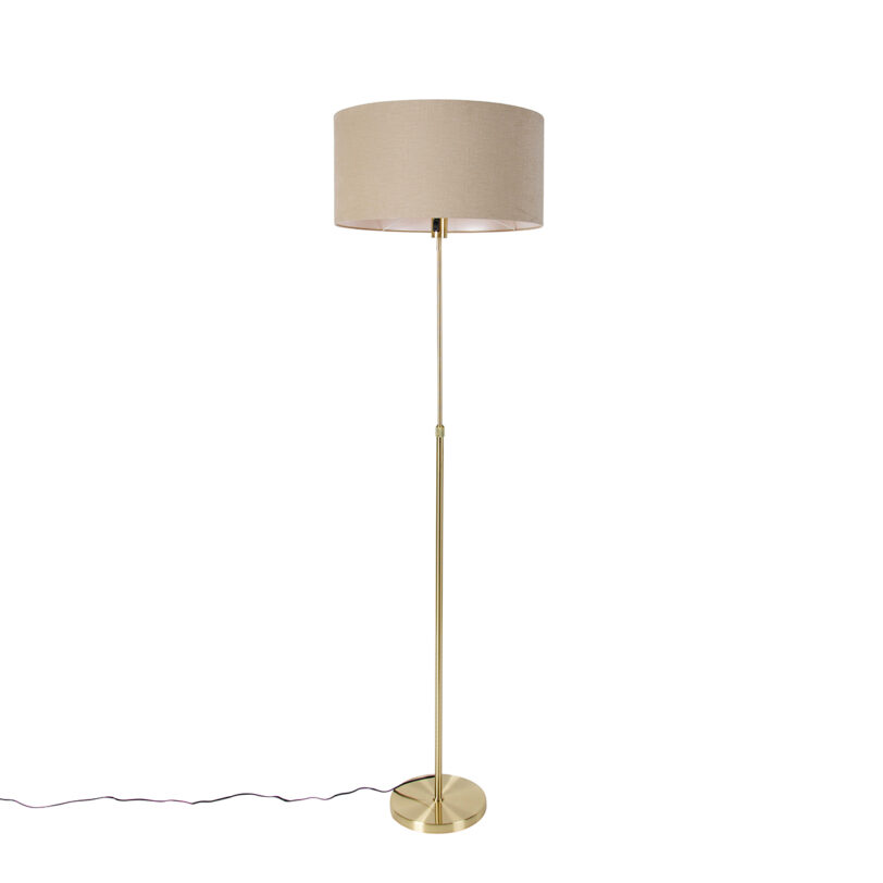 Vloerlamp verstelbaar goud met kap lichtbruin 50 cm - Parte