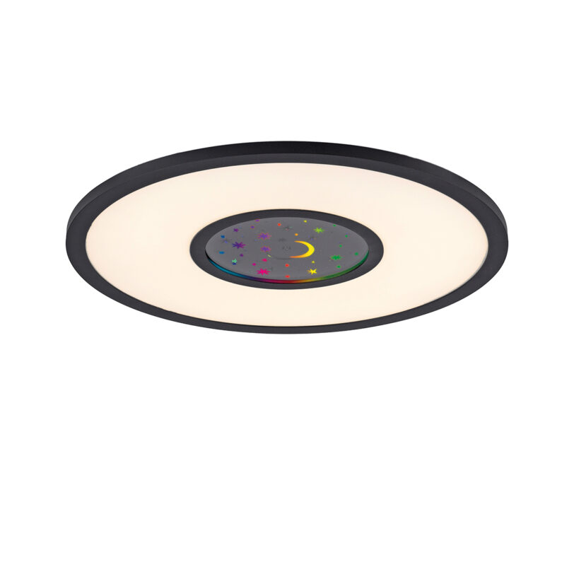 Stropné svietidlo čierne vrátane LED RGBW s diaľkovým ovládaním - Plamen