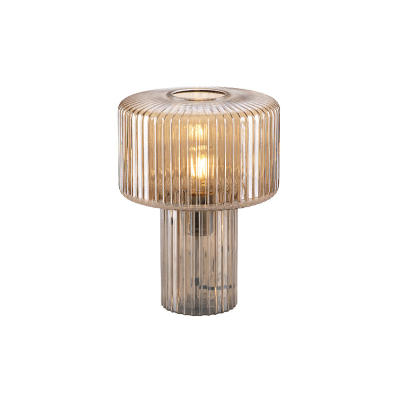 Dizajnová stolná lampa jantárové sklo - Andro