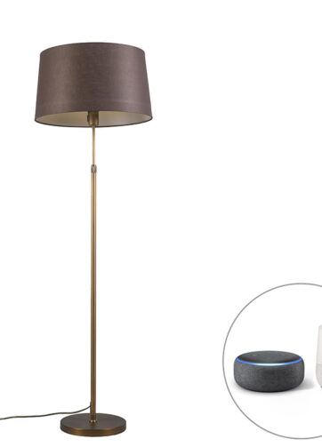 Chytrá stojaca lampa bronzová s hnedým tienidlom 45 cm vrátane Wifi A60 - Parte