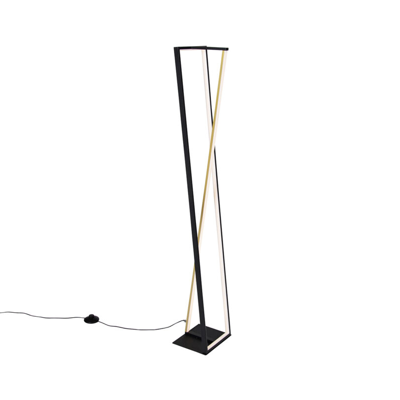 Stojacia lampa čierna so zlatou vrátane LED 3-stupňovo stmievateľná v Kelvinoch - Milena