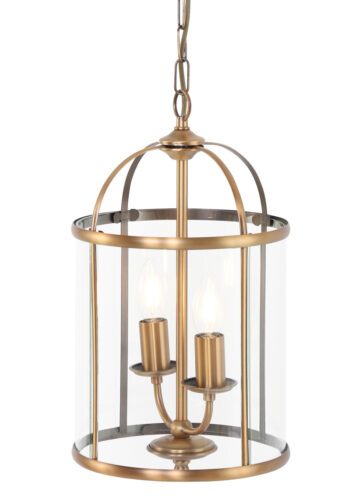Vintage hanglamp brons met helder glas 2-lichts - Pimpernel