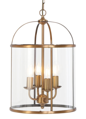Vintage závesná lampa bronzová s čírym sklom 4-svetlá - Pimpernel