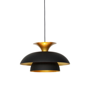 Moderná okrúhla závesná lampa čierna so zlatým 3-vrstvovým - Titus