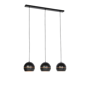 Dizajnová závesná lampa čierna so zlatým interiérom 3-svetlo - Buell