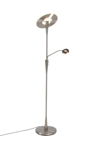 Moderná stojaca lampa z ocele vrátane LED s čítacím ramenom - Moderno