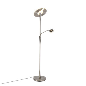 Moderná stojaca lampa z ocele vrátane LED s čítacím ramenom - Moderno