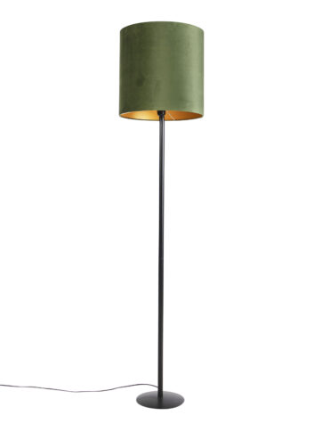 Botanická stojaca lampa čierna so zeleným tienidlom 40 cm - Simplo