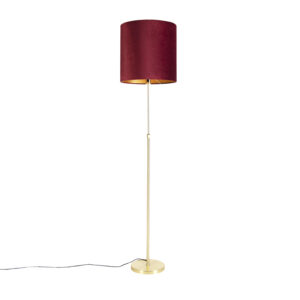 Stojacia lampa zlatá / mosadz s červeným zamatovým odtieňom 40/40 cm - Parte