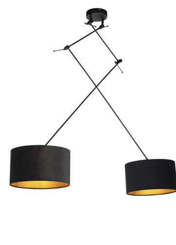 Závesná lampa so zamatovými odtieňmi čierna so zlatou 35 cm - Blitz II čierna